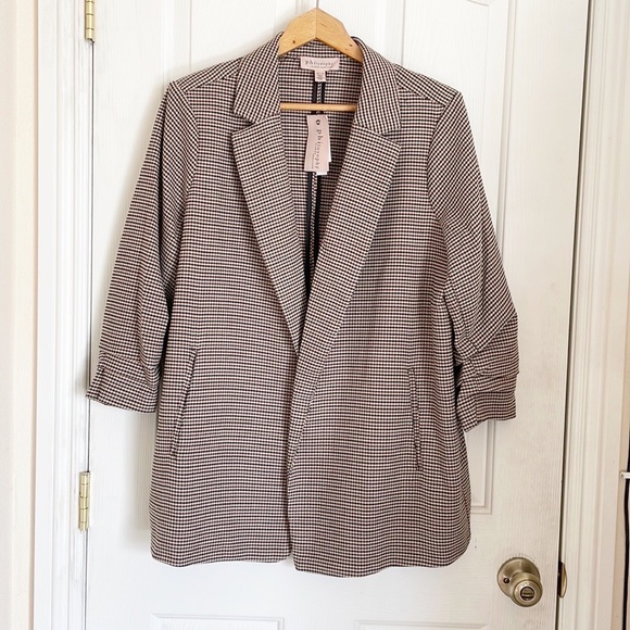 philosophy houndstooth jacquard multiharvest open front blazer jacket 1X/1TG - Picture 2 of 6